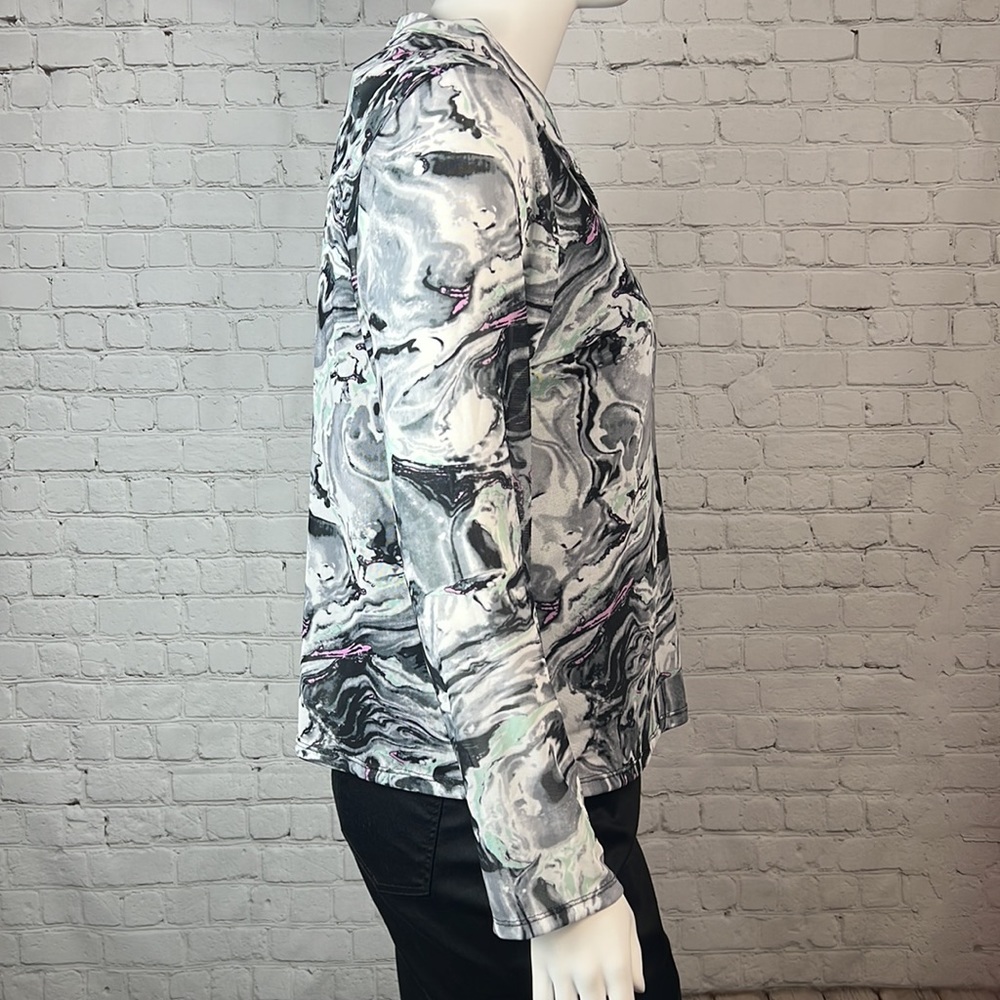 Love, Fire Colorful Mesh Overlay Henley Top Plus Size 2X - Picture 3 of 5